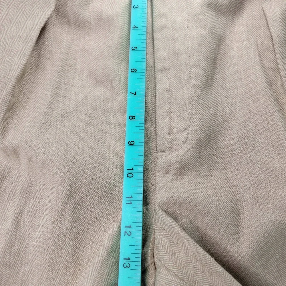 Polo Ralph Lauren Pants Men 36x32 (Fits) Herringbone Pleated Cuffed Linen Cotton